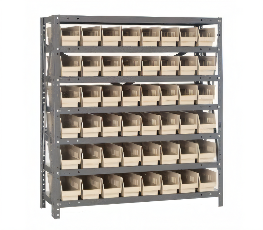 Product image #1 for Quantum Heavy-Duty Stationary Wire Shelving Unit, 36"W x 12"D x 39"H, 7 Shelves, 48 Bins