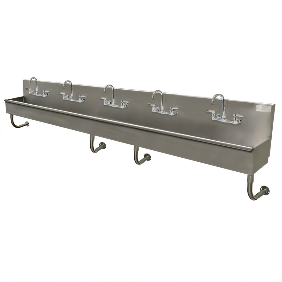 Product image #1 for Advance Tabco 100-Inch 5-Station Wall Mounted Multi-Wash Hand Sink with 5 Gooseneck Faucets