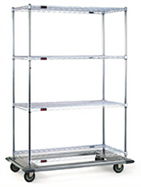 EAGLEbrite 4-Tier 36 x 21-Inch Wire Dolly Truck Shelving Unit with Zinc Finish and Poly Swivel Casters