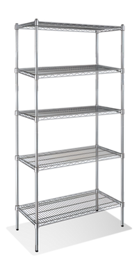 Steel Works Stainless Heavy Duty 5-Tier Chrome Wire Shelving Unit, 24 x 36 Inches, 800 lb. Capacity