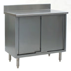 Thumbnail image #1 for Eagle Group Spec-Master CB3060SE-BS Enclosed Sliding-Door Worktable, 60 x 30 Inches, 14-Gauge 304 Stainless Top, 4-1/2-Inch Backsplash