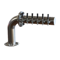 Perlick Left-Mount L Brew Pipe 6-Faucet Countertop Glycol-Cooled Draft Beer Tower