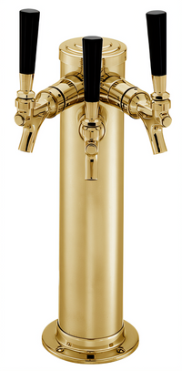 Perlick Century 4026TF2 3-Faucet Glycol-Cooled Countertop Draft Arm Beer Tower, Tarnish-Free Brass, Extra Height