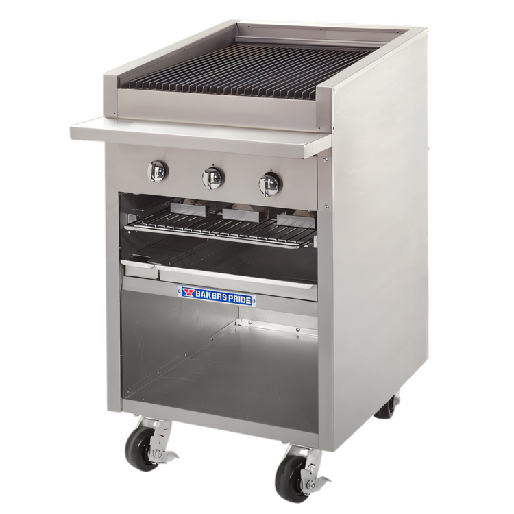 Product image #1 for Dante Series 24-Inch Floor Model Radiant Gas Charbroiler with Round Rod Grate and Open Cabinet Base
