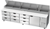 Thumbnail image #1 for Beverage-Air Four-Section Pizza Prep Table with 9 Drawers, 1 Door, and 19-Inch Cutting Board, 119-Inch