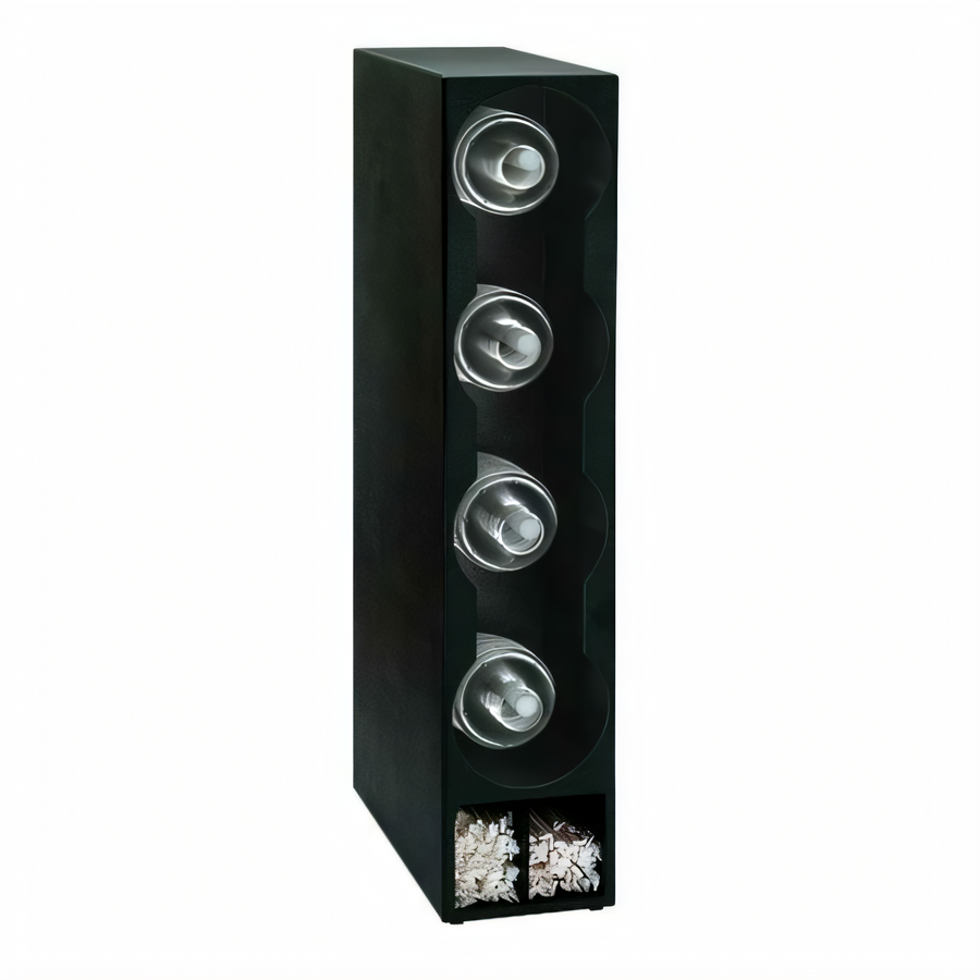 Product image #1 for Dispense-Rite Dome Lid & Straw Organizer, 4-Section Tower, Black Polystyrene