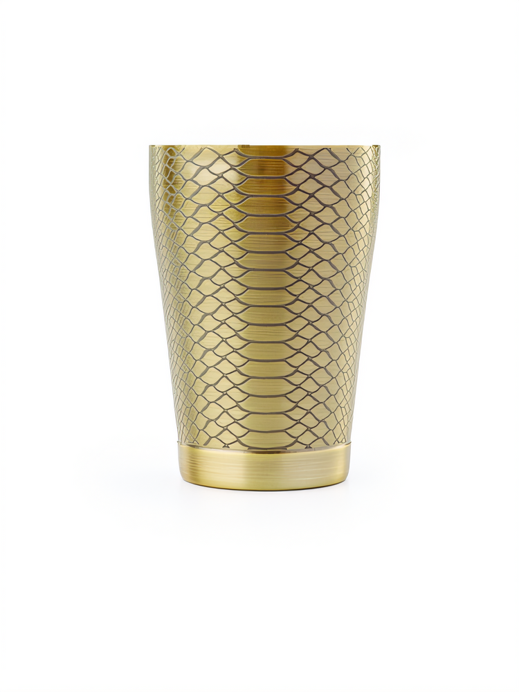 Product image #1 for Venym 18 oz Stainless Steel Cocktail Shaker with Capped Bottom, Antique Bronze Snakeskin Finish