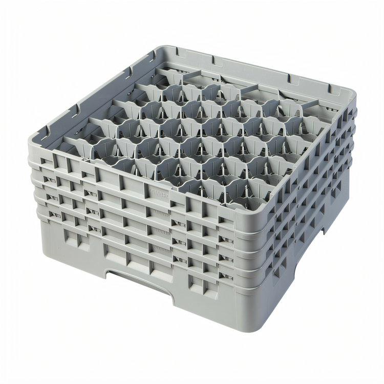 Product image #2 for Cambro Camrack Full Size 30-Compartment Glass Rack with 4 Extenders, 8-1/2-Inch Height, Soft Gray