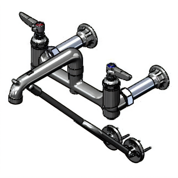 Product image #1 for T&S Brass Wall-Mount Service Sink Faucet with Bucket/Pail Hook, 8-Inch Centers, Rough Chrome-Plated Finish