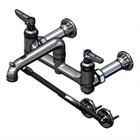 T&S Brass Wall-Mount Service Sink Faucet with Bucket/Pail Hook, 8-Inch Centers, Rough Chrome-Plated Finish