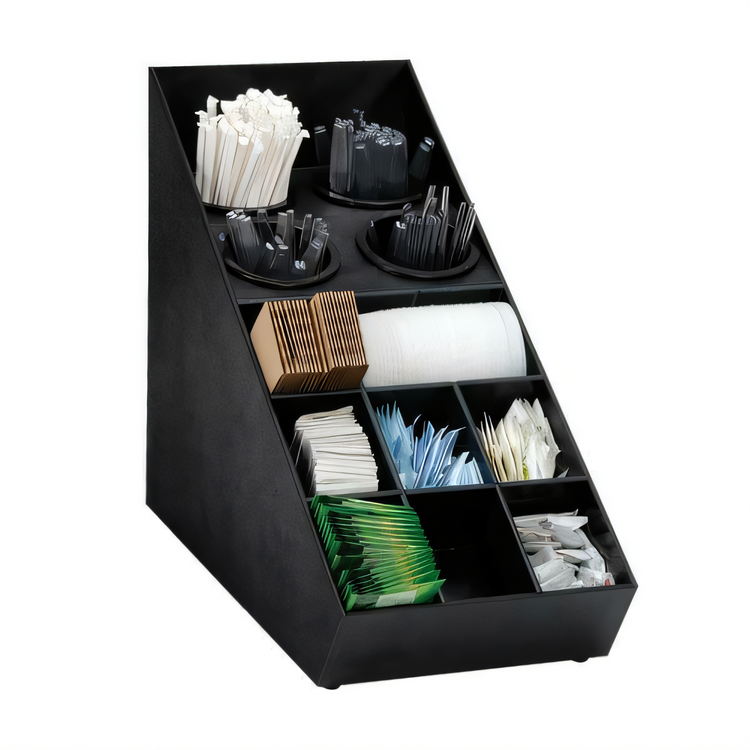 Product image #1 for Black Polystyrene 13-Compartment Tabletop Silverware and Condiment Organizer
