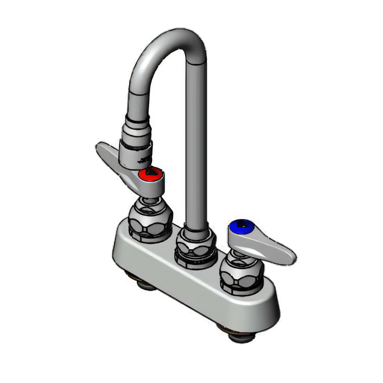 Product image #1 for T&S Brass 4-Inch Center Deck-Mount Workboard/Bar Sink Faucet with 2-11/16-Inch Swivel Gooseneck and Wrist Action Handles