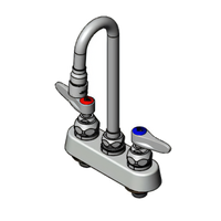 T&S Brass 4-Inch Center Deck-Mount Workboard/Bar Sink Faucet with 2-11/16-Inch Swivel Gooseneck and Wrist Action Handles