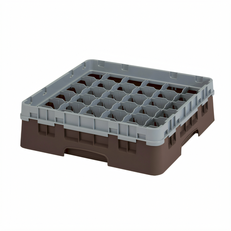 Product image #2 for Cambro Camrack® Full-Size 36-Compartment Glass Rack with Soft Gray Extender, Brown