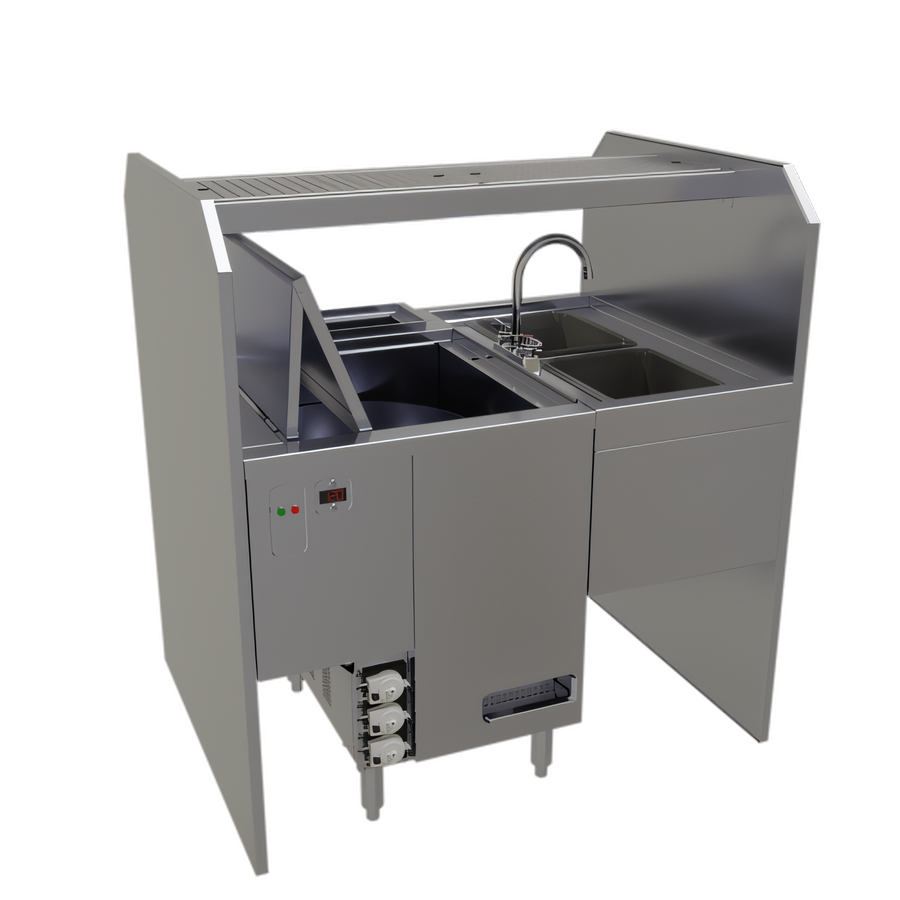 Product image #1 for Glastender Disassembly Style Pass-Thru Cocktail Station with Integrated Glasswasher, Leftward Workflow, 42 x 32 Inches