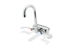 Steel Works Stainless Wall Mount Gooseneck Faucet, 4-Inch Centers, 4-Inch Spout