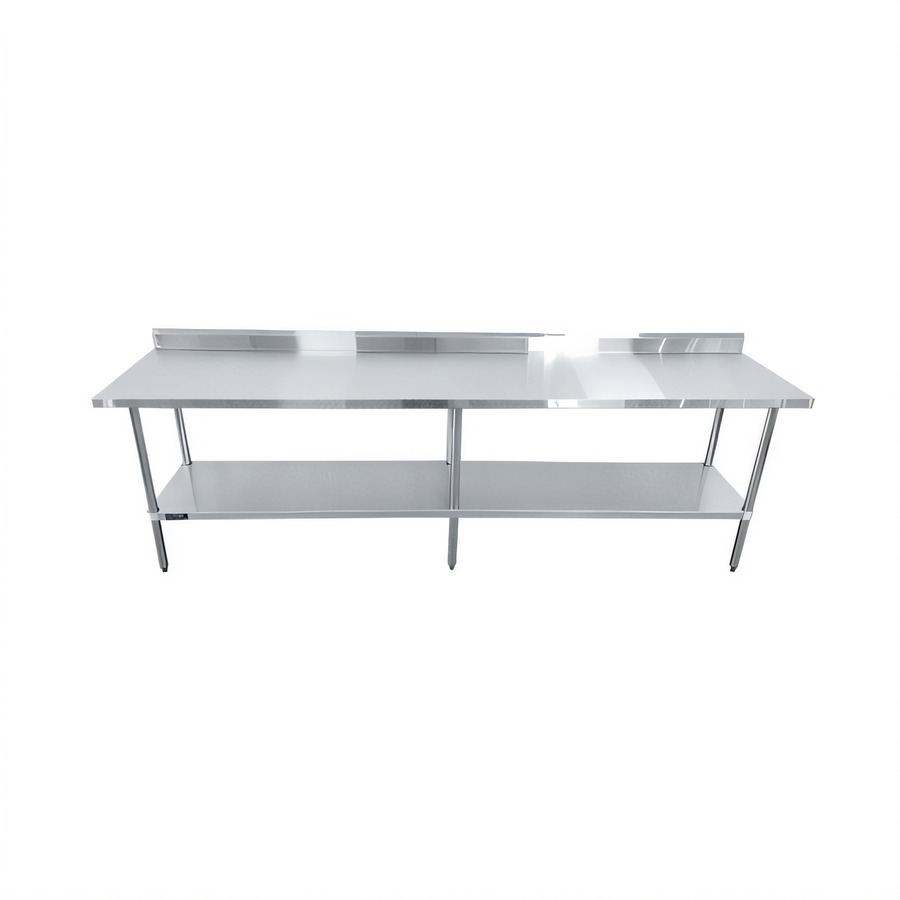 Product image #1 for Sapphire 120-Inch x 24-Inch Stainless Steel Work Table with 5-Inch Backsplash and Undershelf