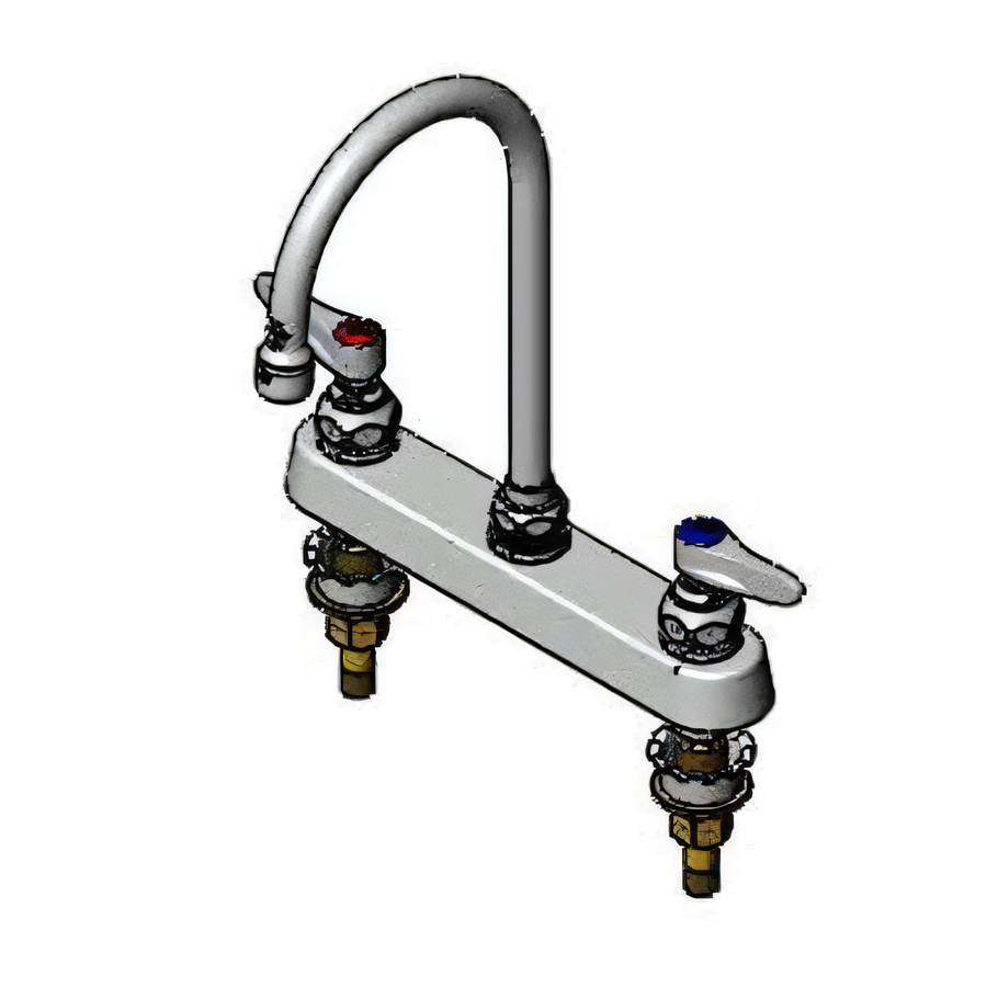 Product image #1 for T&S Brass Workboard Mixing Faucet, Deck Mount, 8-Inch Centers, 6-Inch Swivel Gooseneck Spout, Polished Chrome