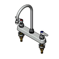 T&S Brass Workboard Mixing Faucet, Deck Mount, 8-Inch Centers, 6-Inch Swivel Gooseneck Spout, Polished Chrome