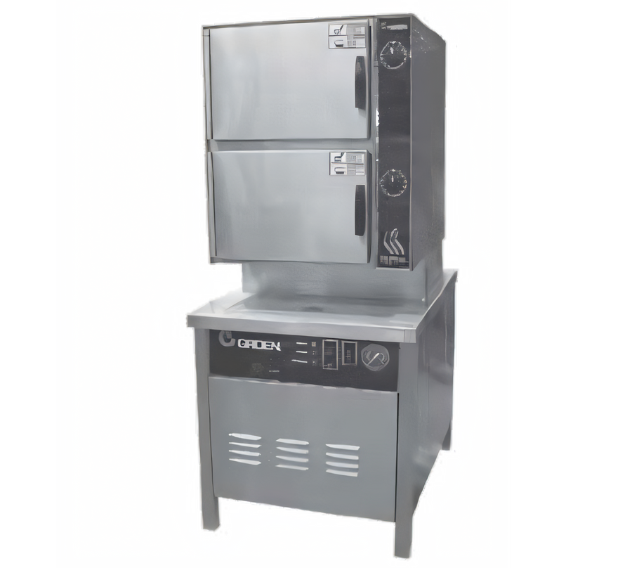 Product image #1 for Groen HyPlus Pressureless Direct Steam Commercial Steamer with 2 Compartments and 24-Inch Cabinet Base