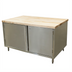 Thumbnail image #1 for BK Resources 60-Inch x 36-Inch Hard Maple Top Chef Table with Cabinet Base and Locking Hinged Doors
