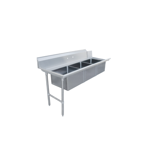 Product image #1 for Straight Soiled Dish Table with 3 Pre-Rinse Sinks, 72 x 30 x 44 Inches, Left to Right, 304 Stainless Steel