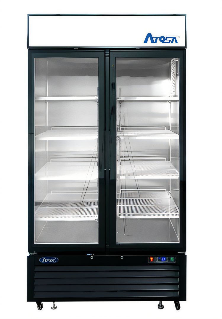 Product image #1 for Atosa Two-Section Glass Door Freezer Merchandiser, 28.5 Cu. Ft., Black, Bottom-Mount Self-Contained