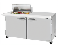 Turbo Air PRO Series Clear Lid Mega-Top Sandwich/Salad Prep Table Work Station, 60-1/4-Inch, 2-Door, 12-Pan