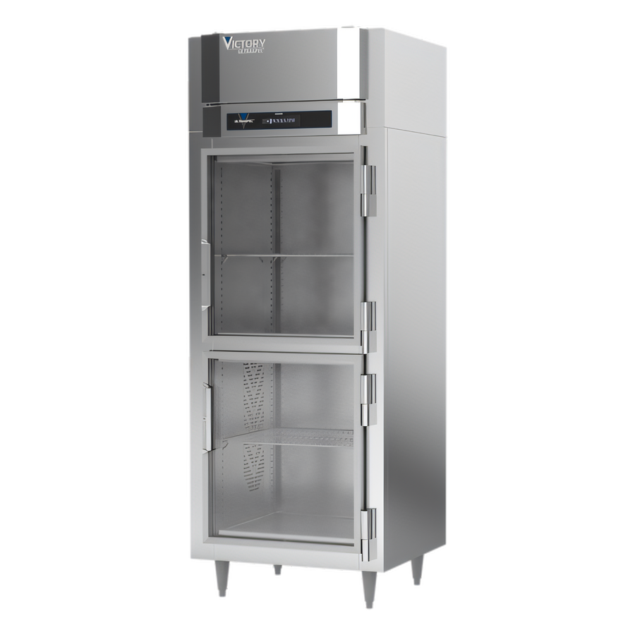 Product image #1 for Victory UltraSpec FSA-1N-S1-HG-HC One-Section Shallow Depth Glass Half-Door Reach-in Freezer with V-Core™ Technology