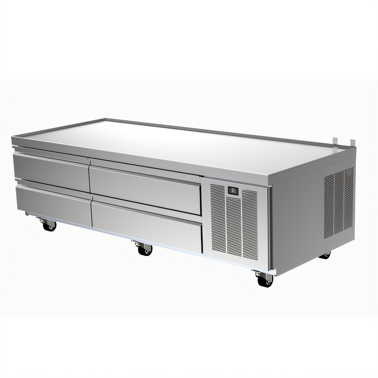 Product image #1 for Delfield Low-Profile Refrigerated Equipment Stand with 4 Drawers, 75-1/4 Inch Wide, Stainless Steel Top