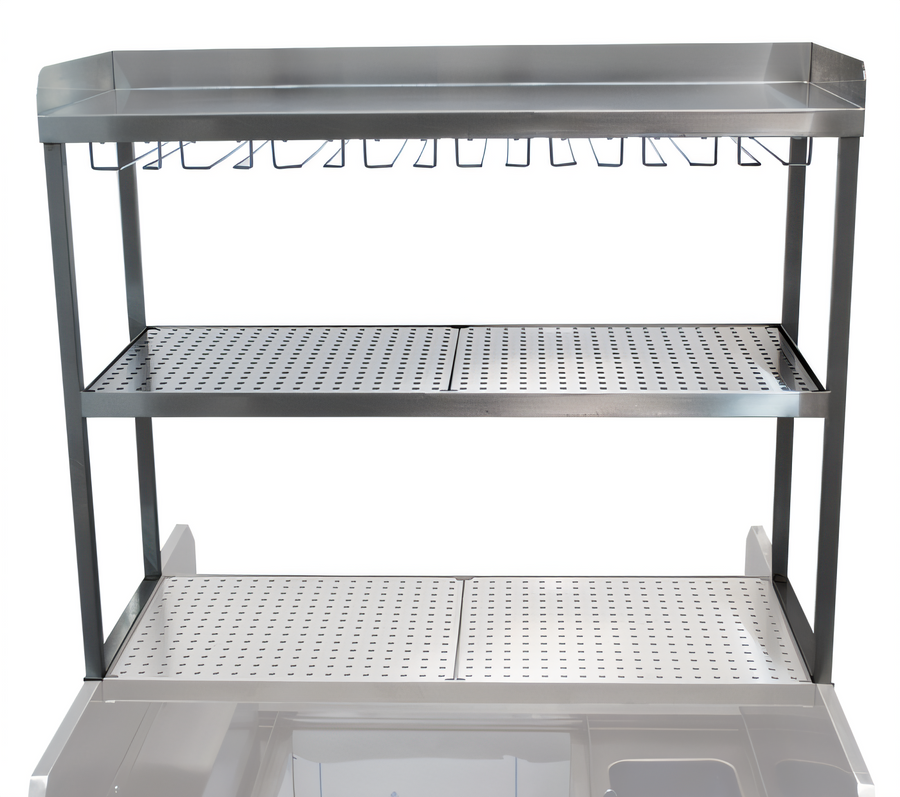 Product image #1 for Advance Tabco Prestige Series Pass-Thru Workstation Double Overshelf with Stemware Glass Rack, 44 x 16-3/4 Inches