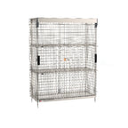 Thumbnail image #1 for Metro SlideSecure SEC56S-SL-2SE Stationary Stainless Steel Wire Security Cage with Sliding Doors, 2 Shelves, 62-1/2"W x 28-1/2"D x 66-13/16"H