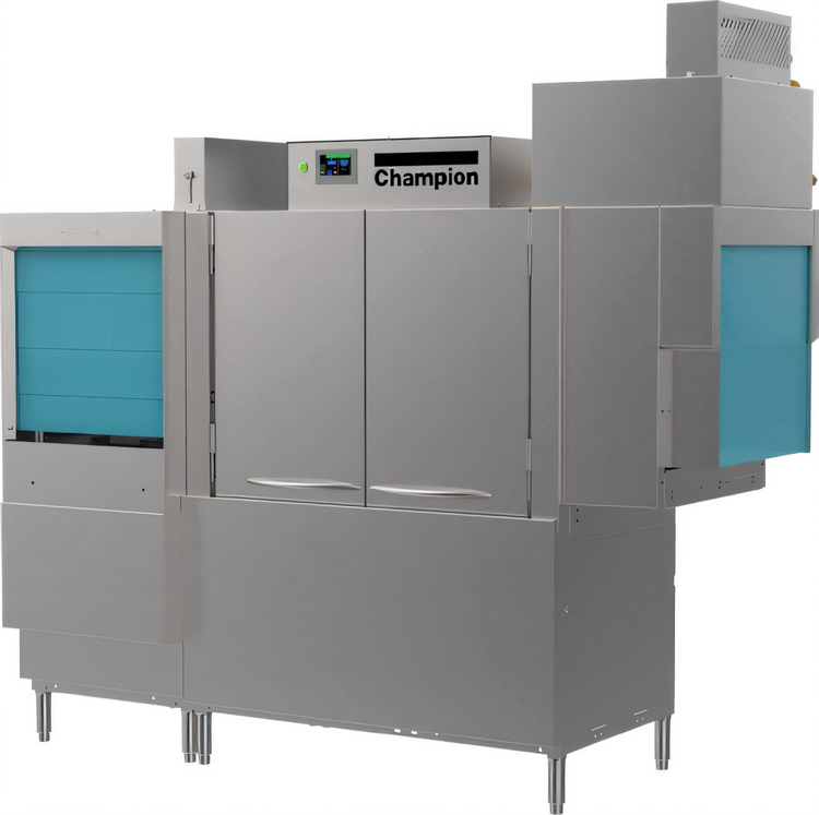 Product image #1 for Champion E-Series DualRinse 76-Inch Front Feed High-Temperature Rack Conveyor Dishwasher with Heat Recovery