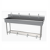 Thumbnail image #1 for Advance Tabco Four-Station Freestanding Hand Wash Sink with Toe-Push Valves and Gooseneck Spouts, 80 Inch, 16 Gauge 304 Stainless Steel