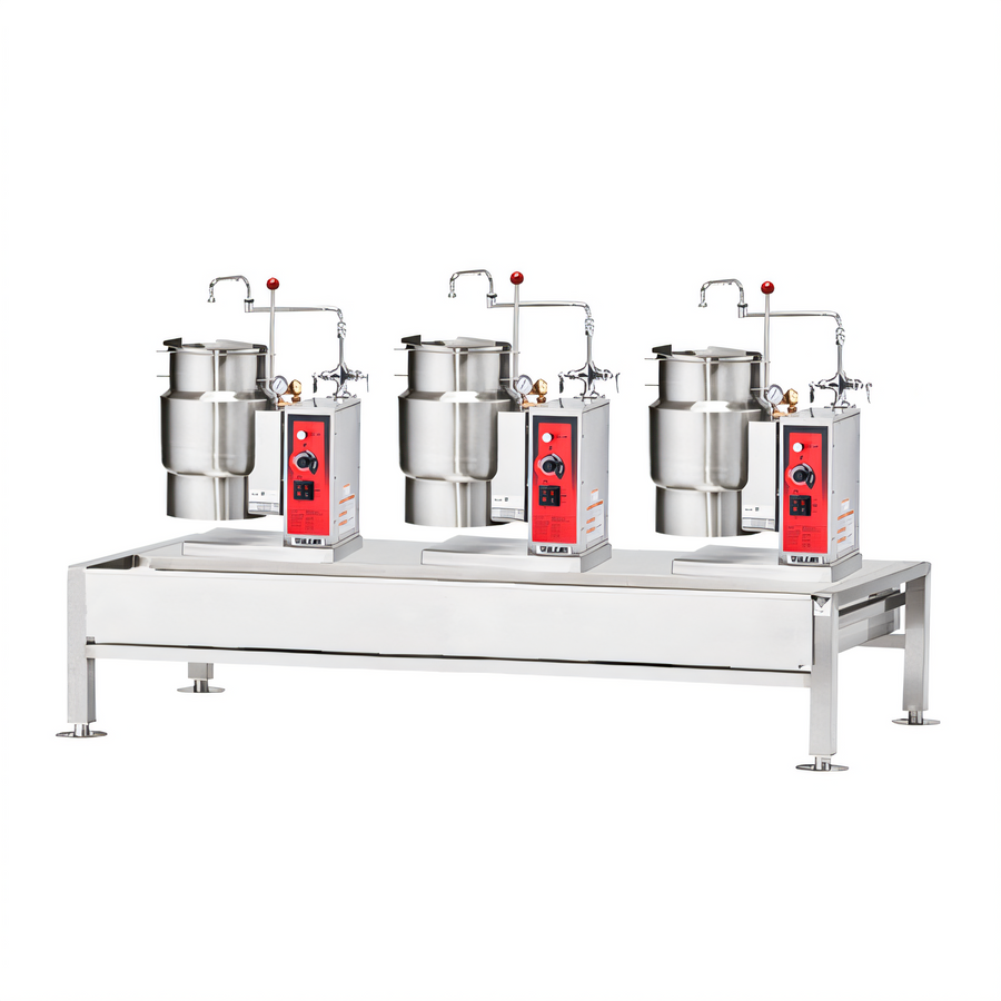 Product image #1 for Vulcan Triple 6-Gallon Electric Tilting Kettle Stand Assembly, 80-Inch Wide Stainless Steel
