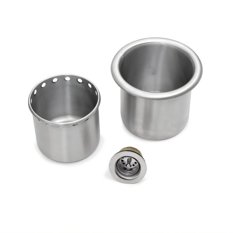 Product image #1 for John Boos Drop-In 18/300 Stainless Steel Dipper Well with Stainless Steel Insert and Basket Drain