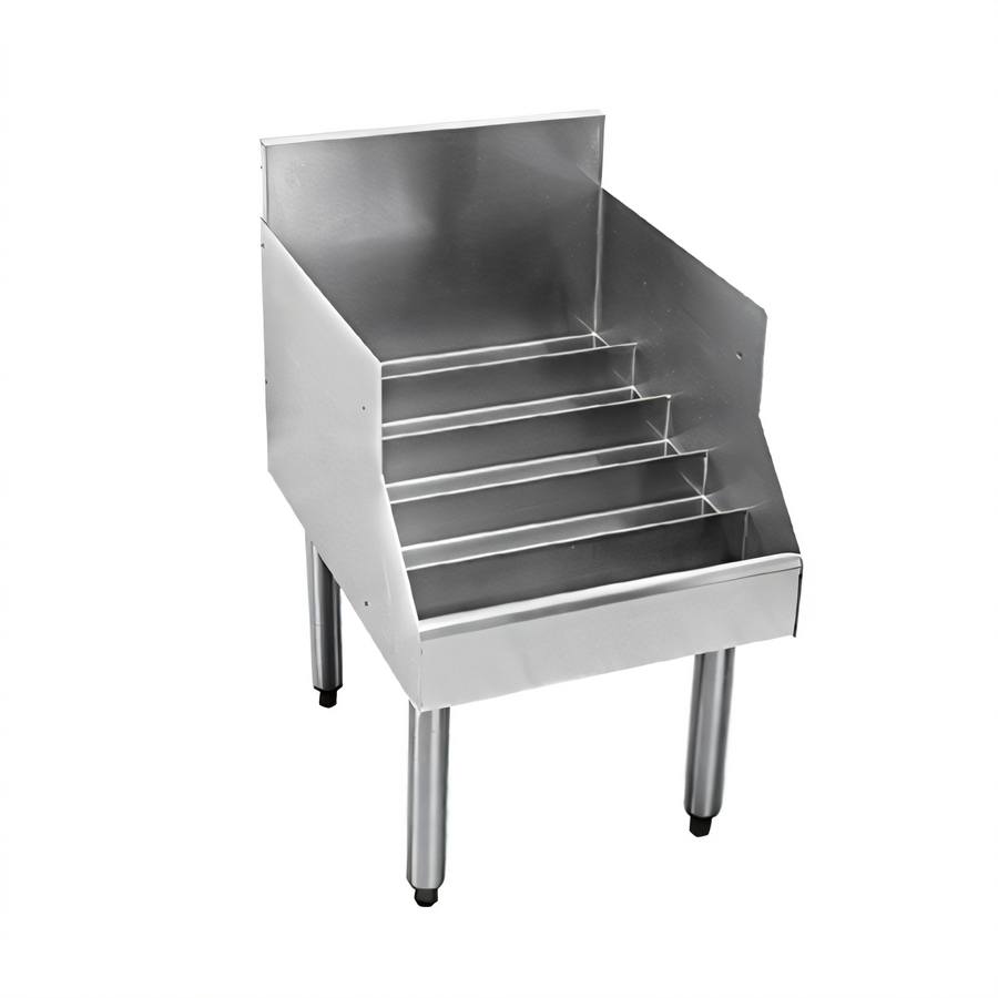 Product image #1 for CHOICE Freestanding 5-Step Underbar Liquor Steps with Bottle Retaining Rails, 12 x 24 Inches, Stainless Steel