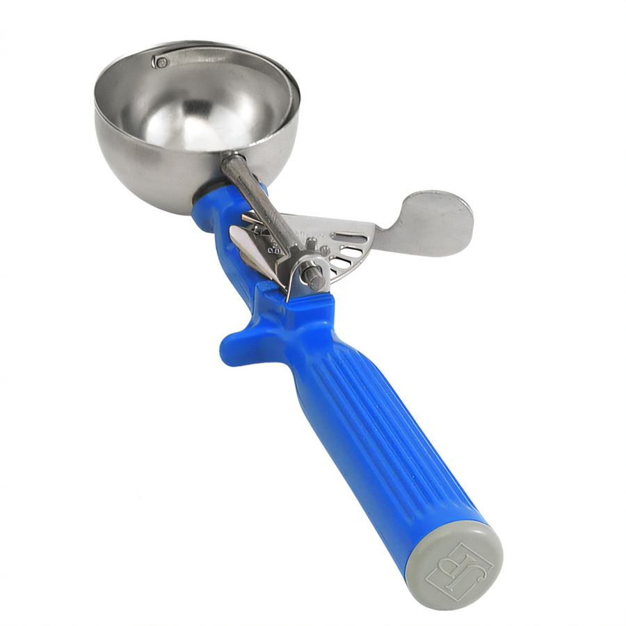Product image #1 for Vollrath Jacob's Pride #16 One-Piece Thumb Disher, 2 oz, Dark Blue Handle