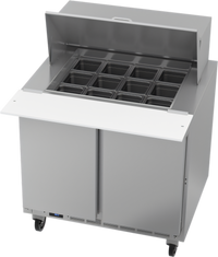 Beverage Air Two-Section Mega Top Refrigerated Prep Table, 36-Inch Wide, 12-Pan Top