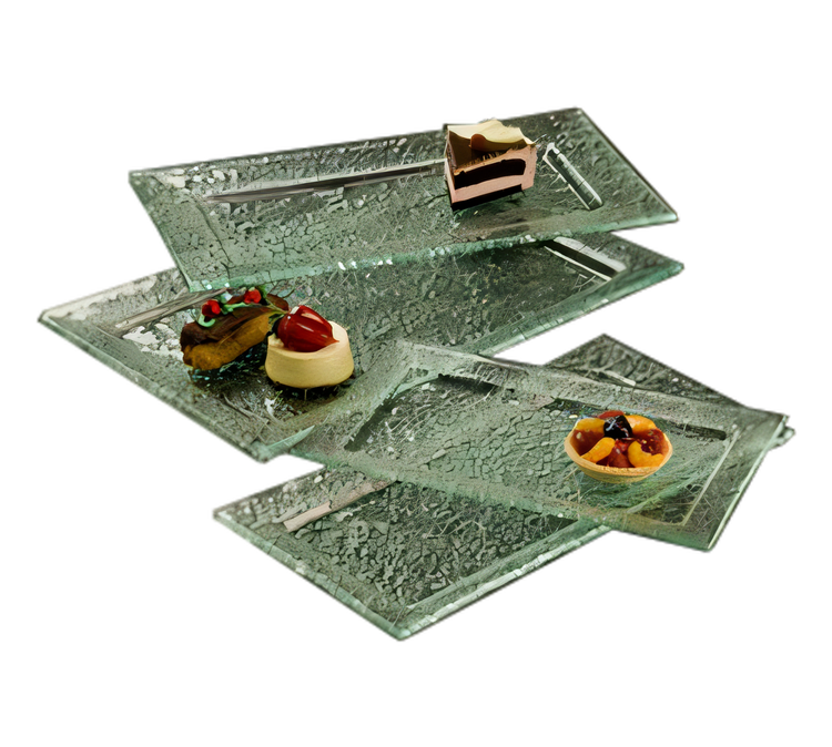 Product image #1 for American Metalcraft Glacier 21 x 13 Inch Rectangular Rimmed Bubble Glass Platter, Green