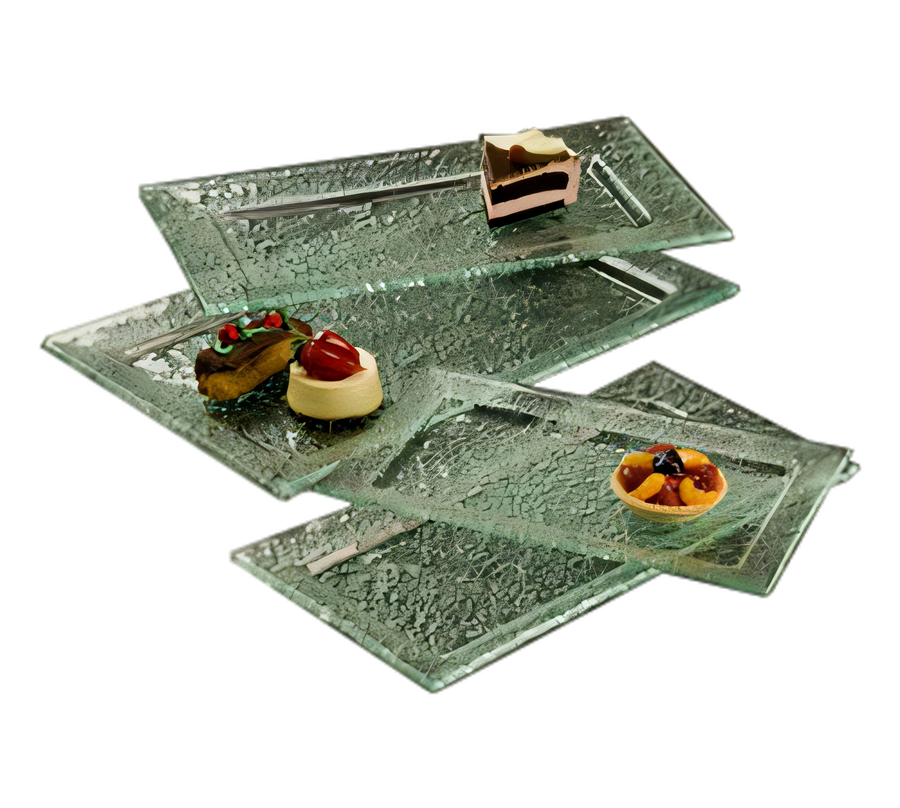 Product image #1 for American Metalcraft Glacier 21 x 13 Inch Rectangular Rimmed Bubble Glass Platter, Green