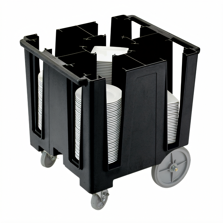 Product image #2 for Cambro Versa 5-Column Non-Adjustable Black Dish Caddy for 9-1/2 Inch Round or 8 Inch Square Plates