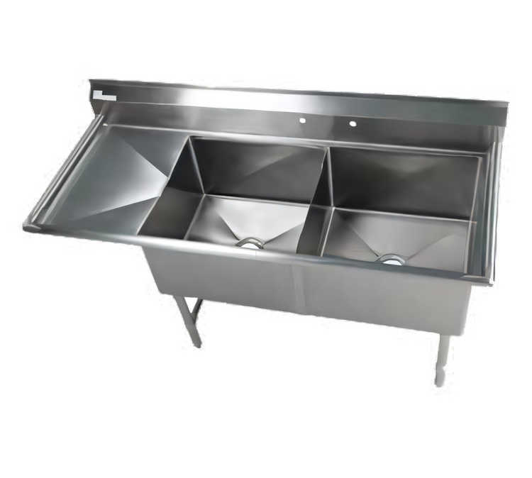 Product image #1 for Elite Heavy-Duty Two-Compartment Stainless Steel Sink with Left Drainboard