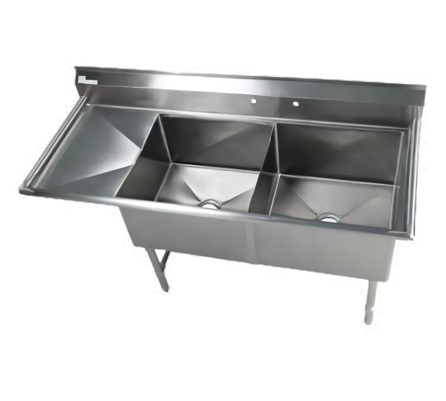 Product image #1 for Elite Heavy-Duty Two-Compartment Stainless Steel Sink with Left Drainboard