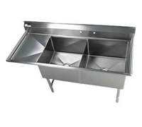 Elite Heavy-Duty Two-Compartment Stainless Steel Sink with Left Drainboard