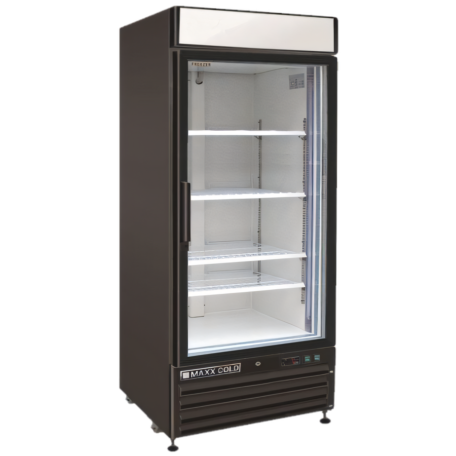 Product image #1 for Maxx Cold X-Series One-Section 16 Cu. Ft. Black Glass Door Reach-In Freezer Merchandiser