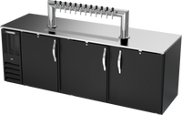 Beverage-Air 72-Inch Direct Draw Beer Dispenser with 12-Tap Tower, 3 Half-Barrel Capacity, Black Exterior