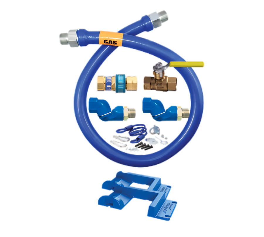 Product image #1 for Dormont Blue Hose 1/2-Inch ID x 36-Inch Double Swivel MAX Moveable Gas Connector Kit with SnapFast Quick-Disconnect and Safety-Set