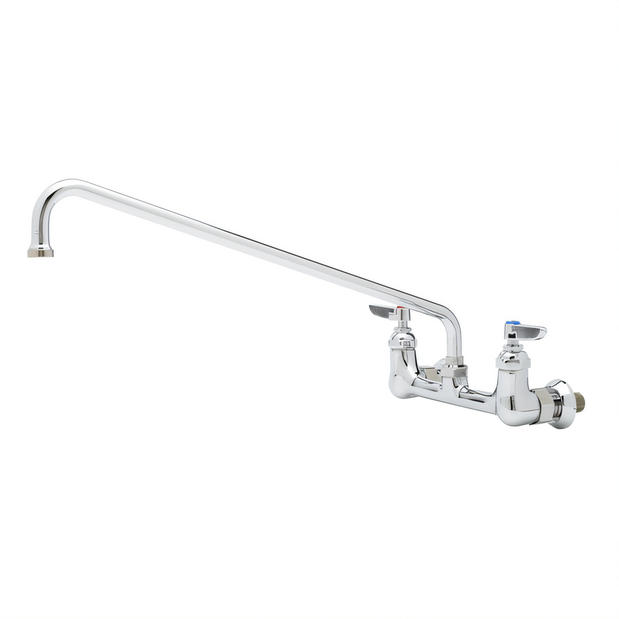 Product image #1 for T&S Brass 8-Inch Wall Mount Double Pantry Faucet with 18-Inch Swing Nozzle
