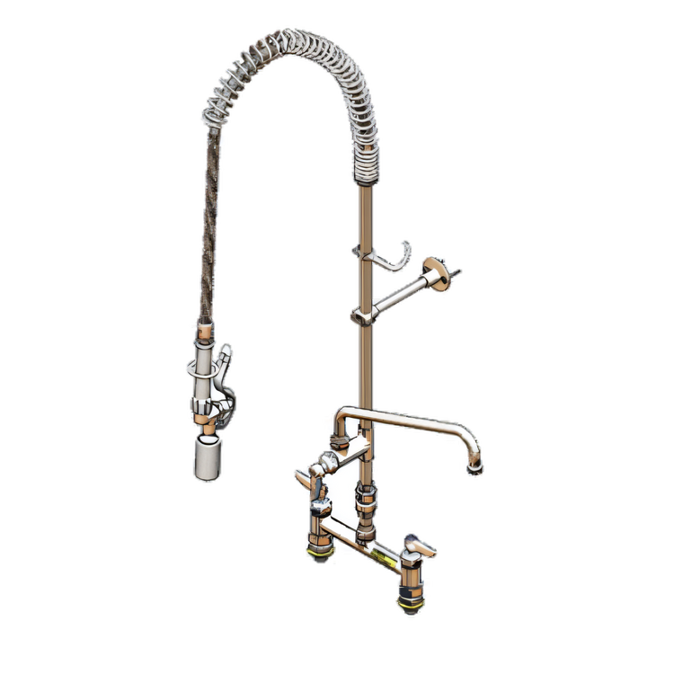 Product image #1 for T&S Brass EasyInstall Deck Mount Pre-Rinse Unit with 12-Inch Swing Add-On Faucet and 0.65 GPM Spray Valve